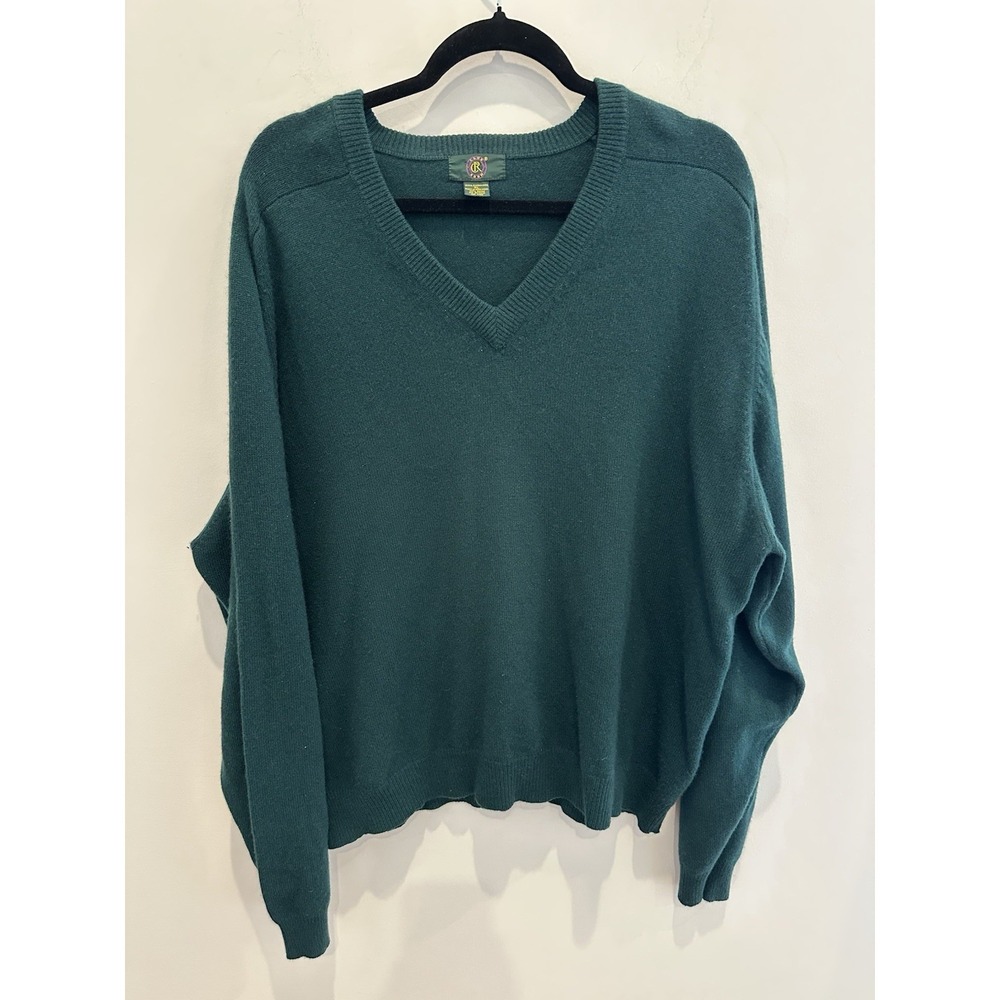 Club Room Mens Forest Green 100% Cashmere V Neck Sweater Size XL Classic